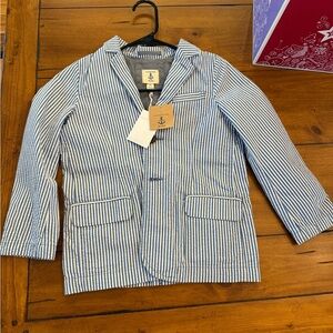 Lands' End Blue & White Seersucker Kids Blazer